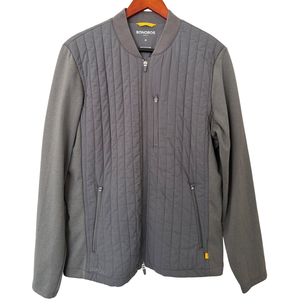Bonobos Golf Mens Gray Quilted Hybrid Full Zip Jacket GOT11078N Size M